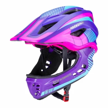 Rockbros TT-32SBPP-M vaikiškas dviratininko šalmas, M dydis, violetinis-rožinis
