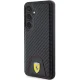 Ferrari dėklas Samsung Galaxy S24 telefonui Carbon Stitched Bottom, juodas