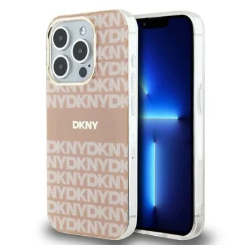 DKNY IML Mono & Stripe MagSafe dėklas iPhone 14 Pro Max telefonui, rožinis