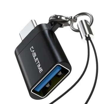 OTG adapteris USB 3.0 Type-C (M) - USB Type-A (F), juodas