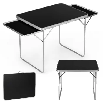 MultiGarden Folding Camping Table, 120x60 cm, Black