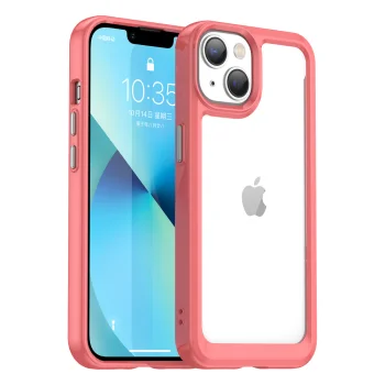 Outer Space Case for iPhone 14 Hard Cover with Gel Frame Red