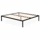 ModernHome metalinė lova 135x190 cm su medinėmis grotelėmis, juoda
