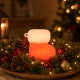 Silikoninė LED naktinė lemputė „Kalėdinė kojinė“, USB, raudona ir balta