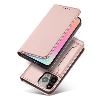 Apple iPhone 13 mini 5.4'' Magnet Card Pouch Wallet Book Case Cover, Pink