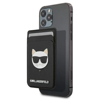 Karl Lagerfeld Saffiano Choupette Head MagSafe Wallet Black