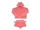 Women\'s Two-Piece Plush Pajamas with Hood, Short Pants, Size L, Pink