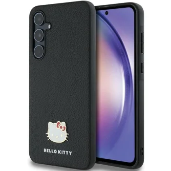 Hello Kitty dėklas Samsung Galaxy A55 telefonui Metal Logo Kitty Head, juodas