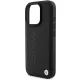BMW Leather Hot Stamp dėklas, skirtas iPhone 16 Pro, juodas