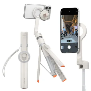 Spigen S582W Bluetooth asmenukių lazda-trikojis su MagSafe, smėlio spalvos