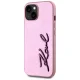 Karl Lagerfeld Wrinkled Metal Signature iPhone 15 dėklas, rožinis