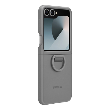 Originalus Samsung Galaxy Z Flip 6 silikoninis dėklas su žiedu, pilkas