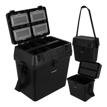 Fishing Tackle Box with Seat Trizand 38x34x21 cm, black