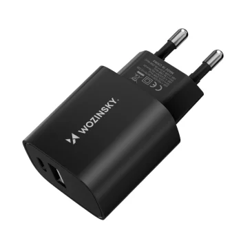 Wozinsky WGWCB USB-A USB-C 20W įkroviklis, juodas