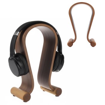 Maclean MC-815W medinis ausinių stovas, riešutmedžio spalvos