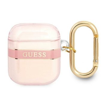 Guess Strap Collection dėklas Apple AirPods 2 ausinėms, rožinis