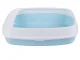 Open Cat Litter Box with Frame and Scoop, 45x34x12 cm, Blue