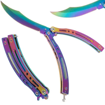 Sharp Folding Butterfly Knife Balisong, Rainbow Fade