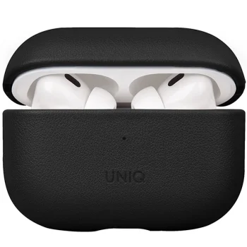 Uniq Terra natūralios odos dėklas AirPods Pro 2 įkrovimo dėklui, juodas