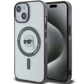 Karl Lagerfeld iPhone 15 Plus Case IML Karl`s Head MagSafe, Transparent