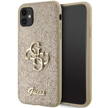 Guess dėklas iPhone 11 / XR telefonui Glitter Script Big 4G, auksinis