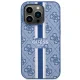Guess iPhone 14 Pro dėklas 4G Printed Stripes MagSafe, mėlynas