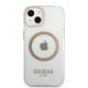 Guess Metal Outline MagSafe dėklas telefonui iPhone 13, permatomas / auksinis