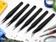 Precision Anti-Static Tweezers Set 6 Pcs for Electronics Repair, Black