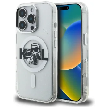Karl Lagerfeld dėklas iPhone 16 Pro Max telefonui su MagSafe, skaidrus