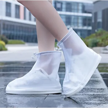 Telcon Waterproof Shoe Covers with Zipper, XL (41-42), White