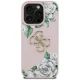 Guess Grained Roses Big 4G Logo dėklas, skirtas iPhone 16 Pro, rožinis