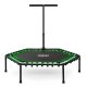 Neo-Sport 1103 šešiakampis fitneso batutas su rankena, 127 cm, žalias