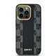 DKNY Leather Checkered Mono Pattern MagSafe dėklas iPhone 14 Pro Max, juodas