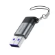 Adapteris Acefast J8 USB-C (lizdas) į USB-A (kištukas), pilkas
