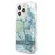 Guess Flower Liquid Glitter dėklas iPhone 13 Pro / 13 žalias