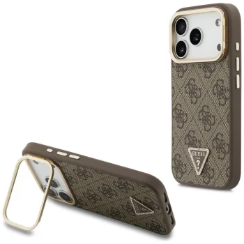 Guess 4G PU case for iPhone 18 Pro and 17 Pro with stand, MagSafe, brown