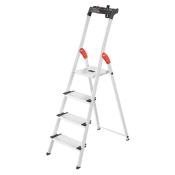 Aliumininės pakopinės kopėčios Hailo L80 ComfortLine, 4 pakopų, sidabrinės