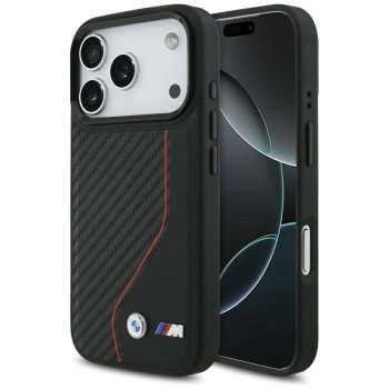 BMW M Carbon Line & Logo MagSafe dėklas skirtas iPhone 17 Pro, raudonas