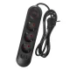 Maclean MCE394 B ilgintuvas, 3 lizdai ir 3x USB, 1.5 m, 2500W, juodas