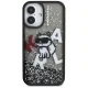Karl Lagerfeld Liquid Glitter Choupette Logo iPhone 16 dėklas, juodas