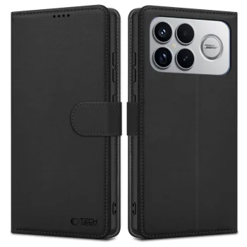 Atverčiamasis dėklas Tech-Protect Wallet skirtas Xiaomi Poco F8 Ultra, juodas