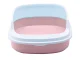 Open Cat Litter Box with Frame and Scoop, 48x38x19 cm, Pink