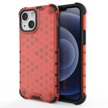 Honeycomb Hybrid Case for iPhone 13 mini with TPU Bumper, Red