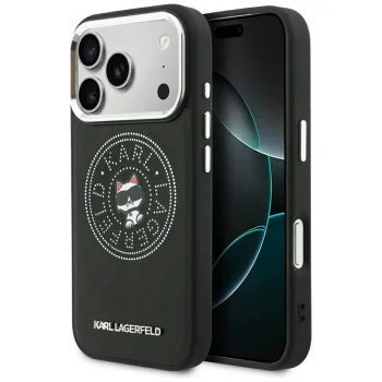 Karl Lagerfeld Point & Choupette Sketch MagSafe dėklas iPhone 18 Pro Max / 17 Pro Max, juodas