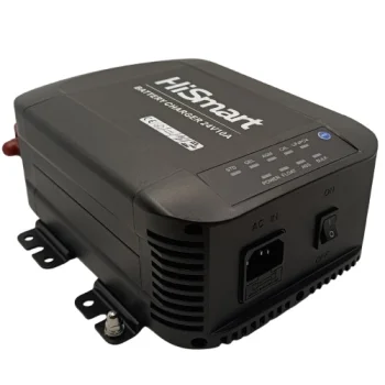 Išmanusis švino-rūgštinių ir LiFePO4 akumuliatorių įkroviklis 24V 10A, juodas