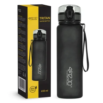 4Fizjo sportinis vandens buteliukas, 650 ml, juodas