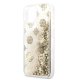 Guess iPhone 13 mini dėklas Peony Liquid Glitter, auksinis