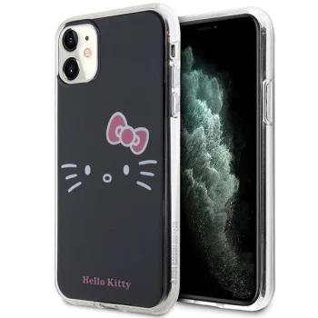 Hello Kitty iPhone 11 / XR dėklas IML Kitty Face, juodas