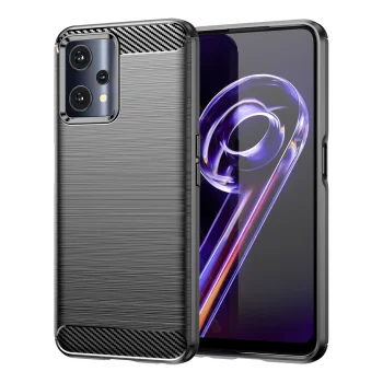 Realme 9 Pro dėklas Carbon Case, lankstus TPU nugarėlė, juodas