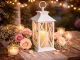 Decorative LED Lantern with Flameless Flickering Candle, Battery Operated, White